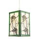 image 2 of Traditional Lantern Tiffany Pendant Lighting Shade with Butterflies Green