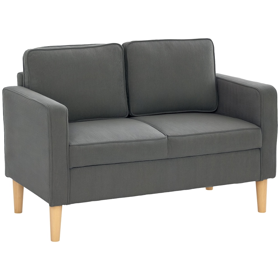 HOMCOM Compact 2 Seater Sofa with Under Seat Storage for Small Spaces ...