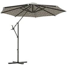 Outsunny 3m Convertible Cantilever Parasol and Centrepost Garden Parasol with Cross Base, 360 Rotation Banana Parasol with Crank Handle and 8 Ribs, Hanging Patio Umbrella, Black and White