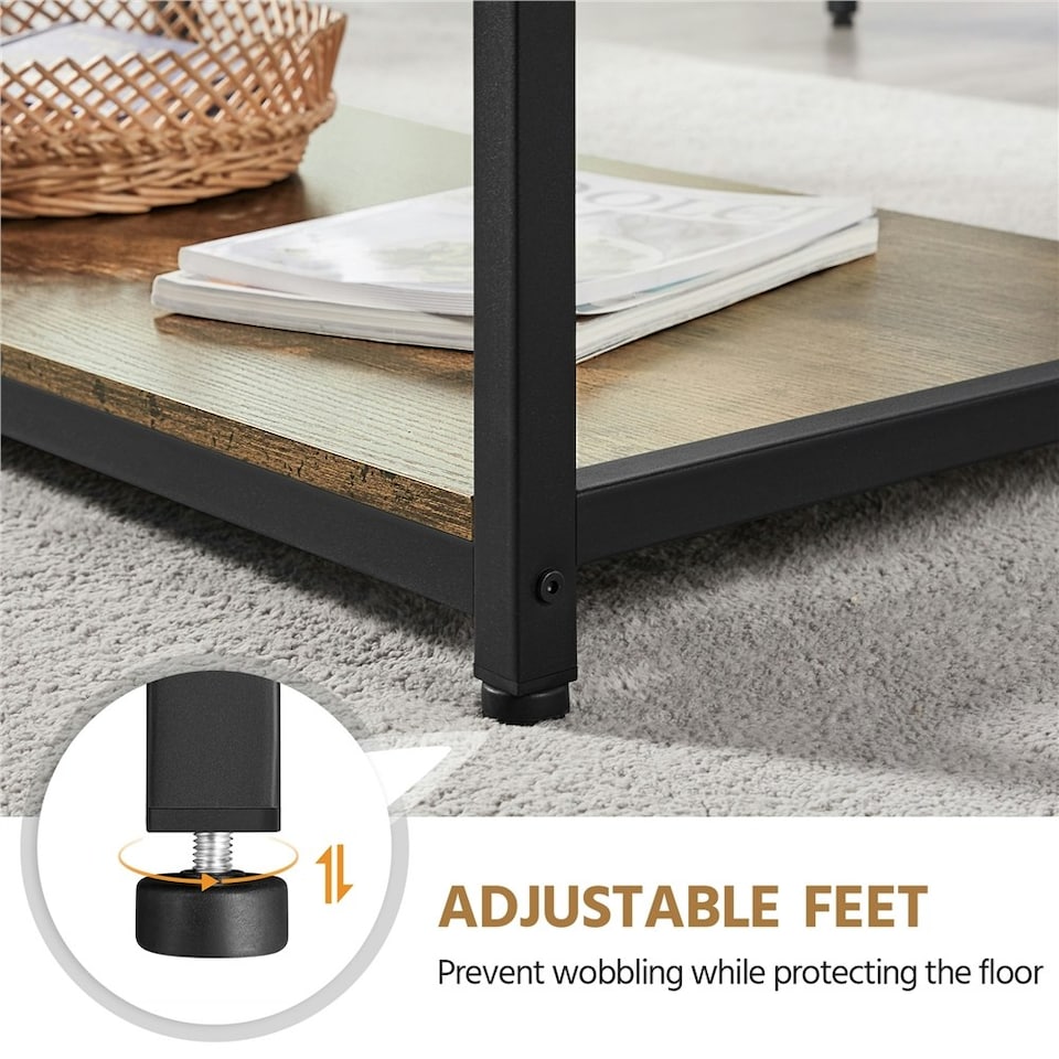 image 1 of Yaheetech Industrial Coffee Table with Storage Shelf