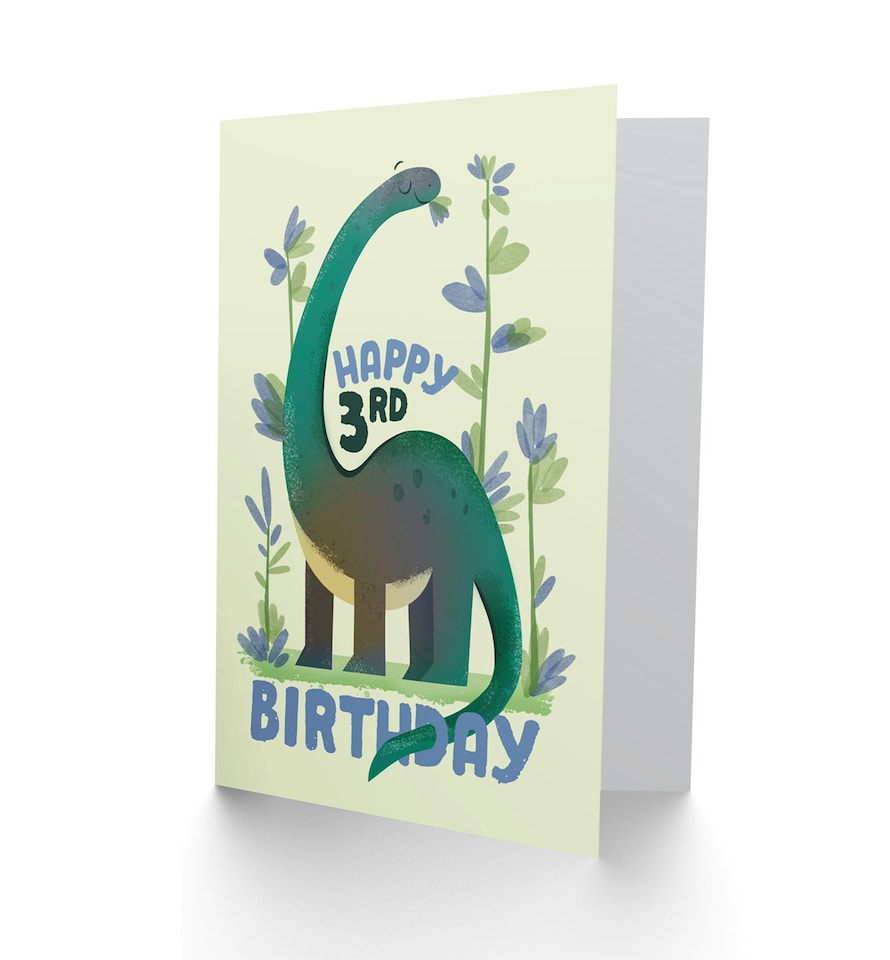 image 1 of Dinosaur Apatosaurus Age 3 Years Old Child Kids 3rd Birthday Card