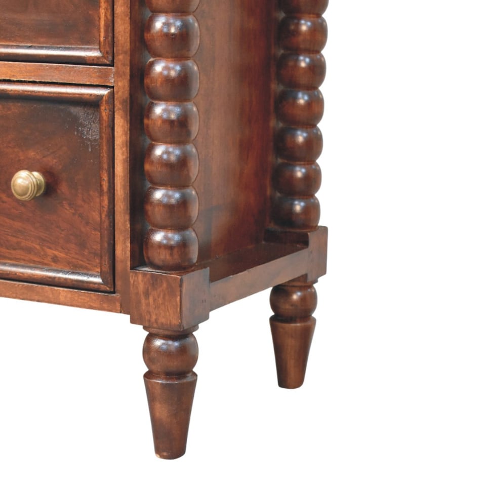 image 1 of Artisan Furniture Solid Wood Spindle Winewood Chest, Brown,3 Drawers