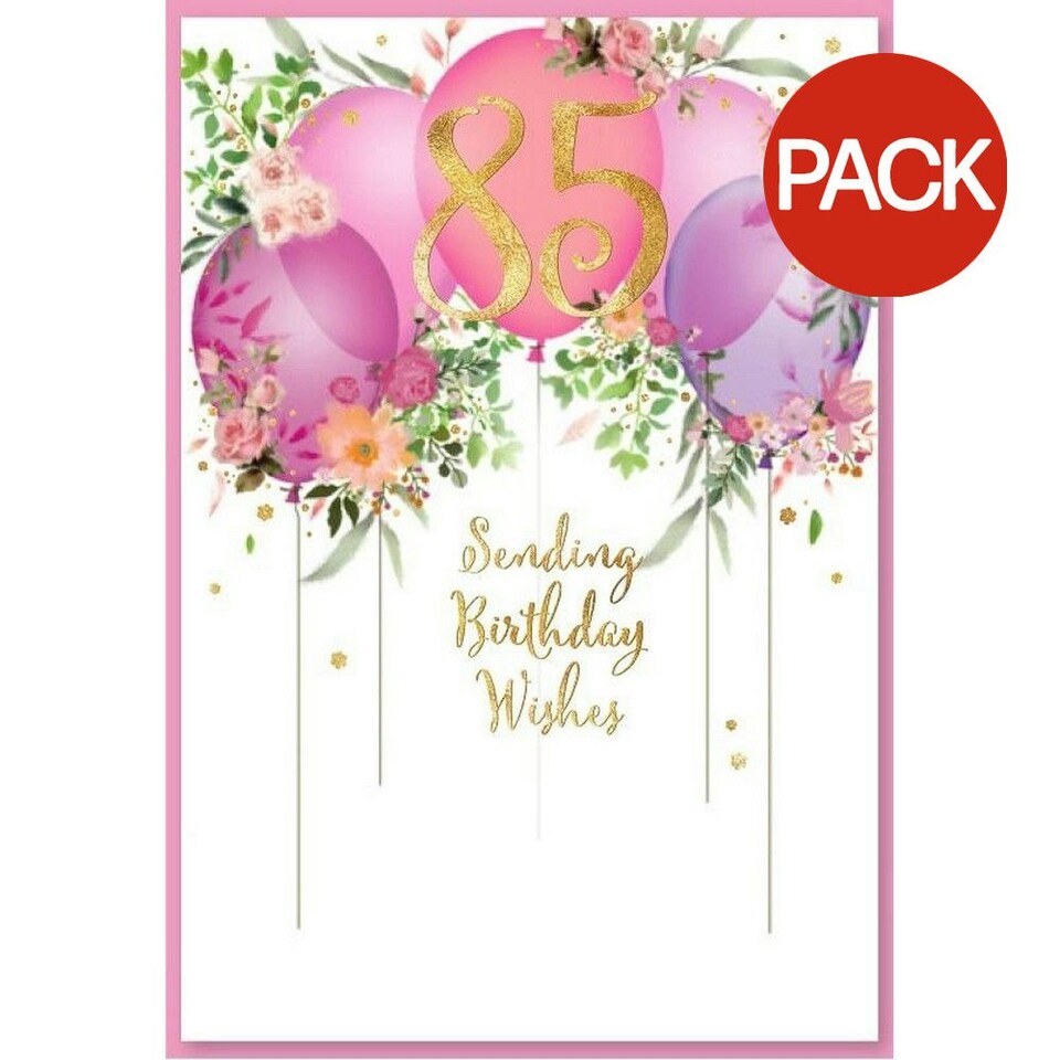 Simon Elvin Milestone 85th Greetings Card (Pack of 6) - White/Golden Yellow/Pink - One Size