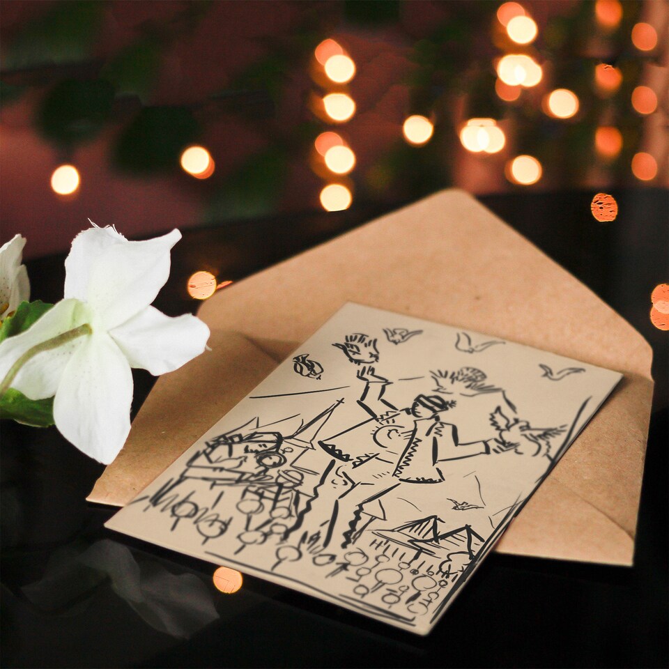 image 1 of Arnold Weisz Kubincan Art Card Study for Joy Ink Drawing