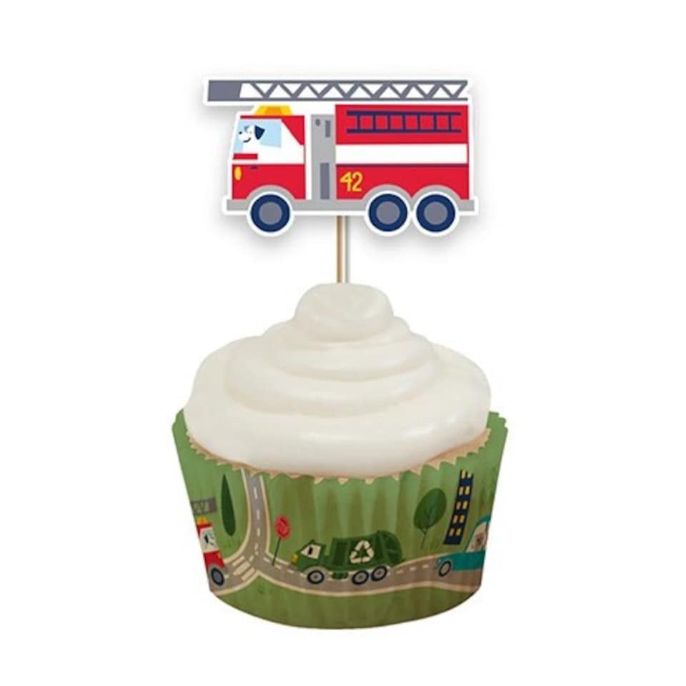 image 1 of Transport with Animals Cupcake Food Pick Toppers - Pack of 12