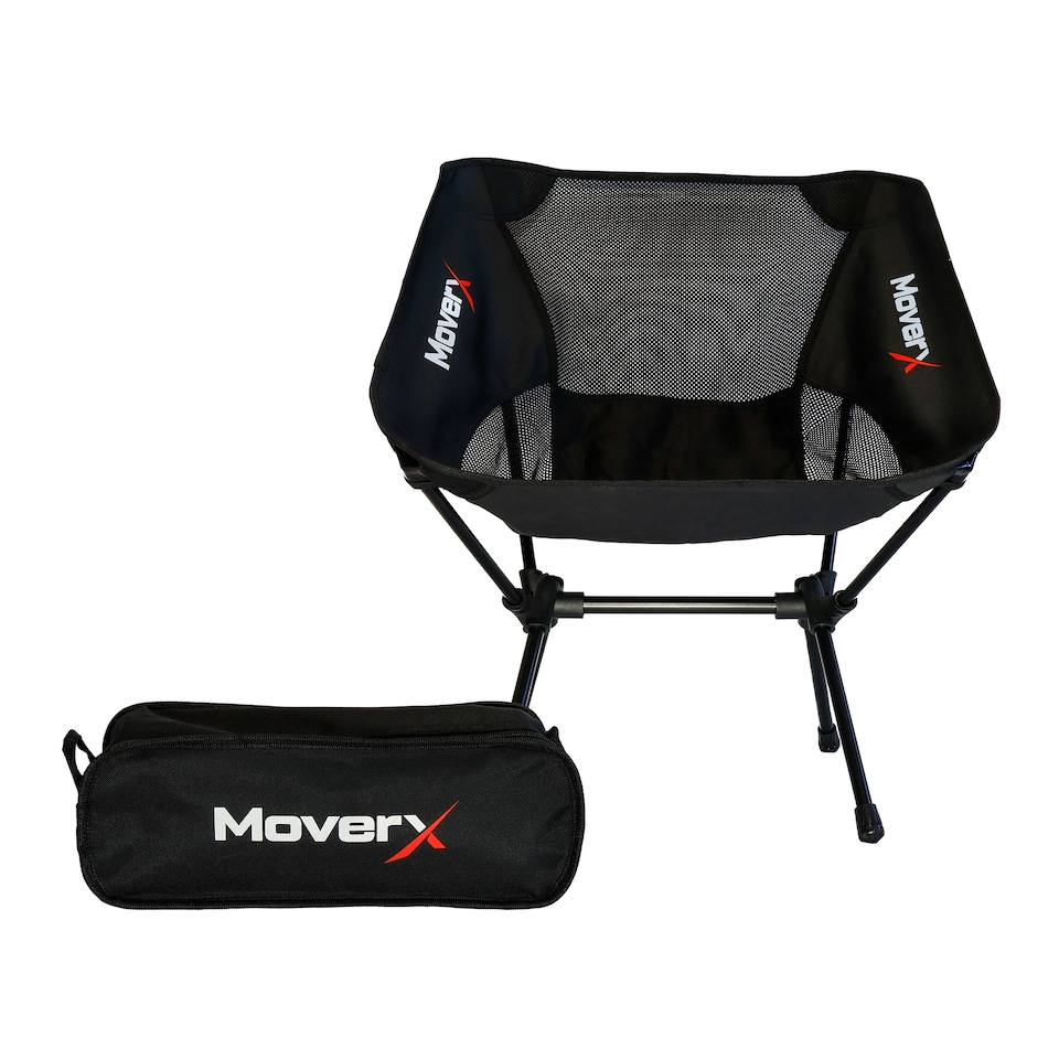 image 1 of MoverX Ultra Lightweight Low Camping Chair - Capacity 150kg, Black