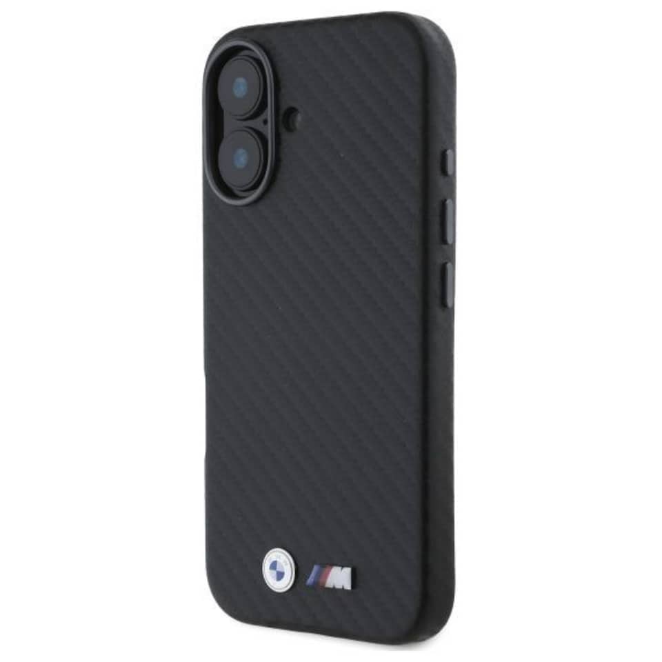 image 1 of BMW M Series Carbon Wrapped Metal Logo Hardcase for iPhone 16 6.1 Black - BMHCP16S23PUFWC