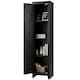 image 1 of COSTWAY Wood Tall Storage Cabinet 4 Tires Display Organizer Black
