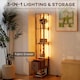 image 3 of HOMCOM LED Floor Lamp, Standing Lamp with Shelves and Fabric Drawer, Brown | Brown