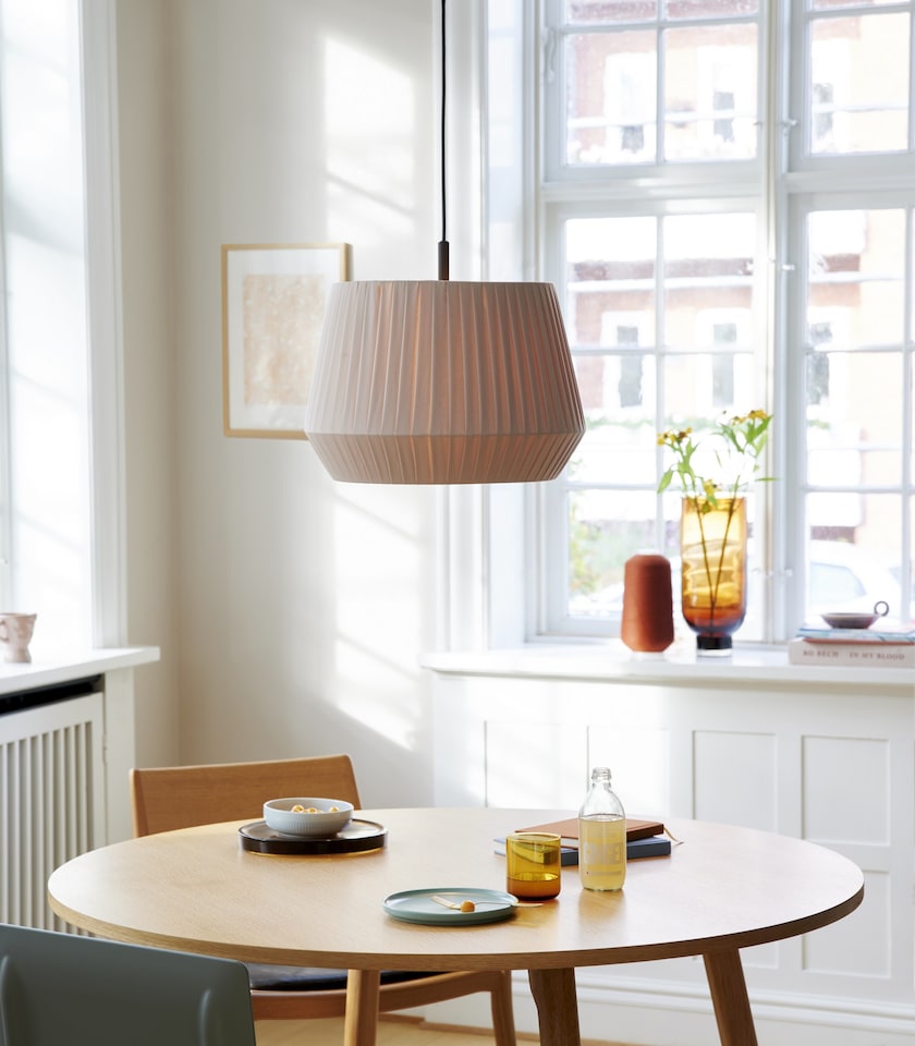image 1 of Nordlux Dicte Indoor Pendant Light Brown Textile E27 Hand Pleated - Mains Powered, IP20