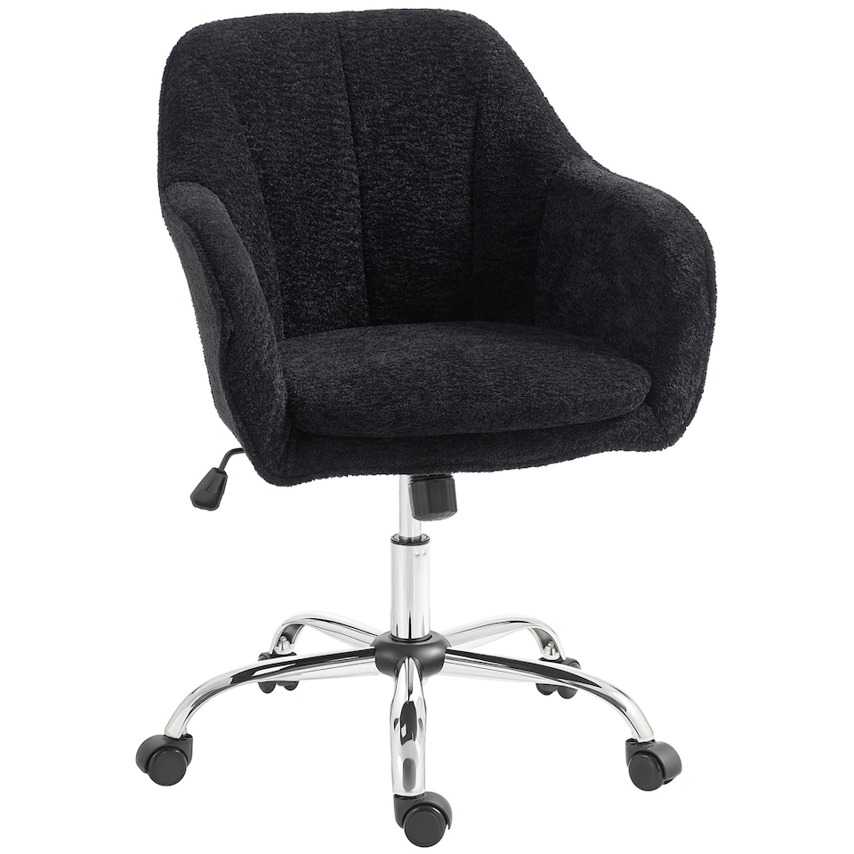 image 1 of HOMCOM Modern Makeup Vanity Chair with Tub Back for Bedroom, Black