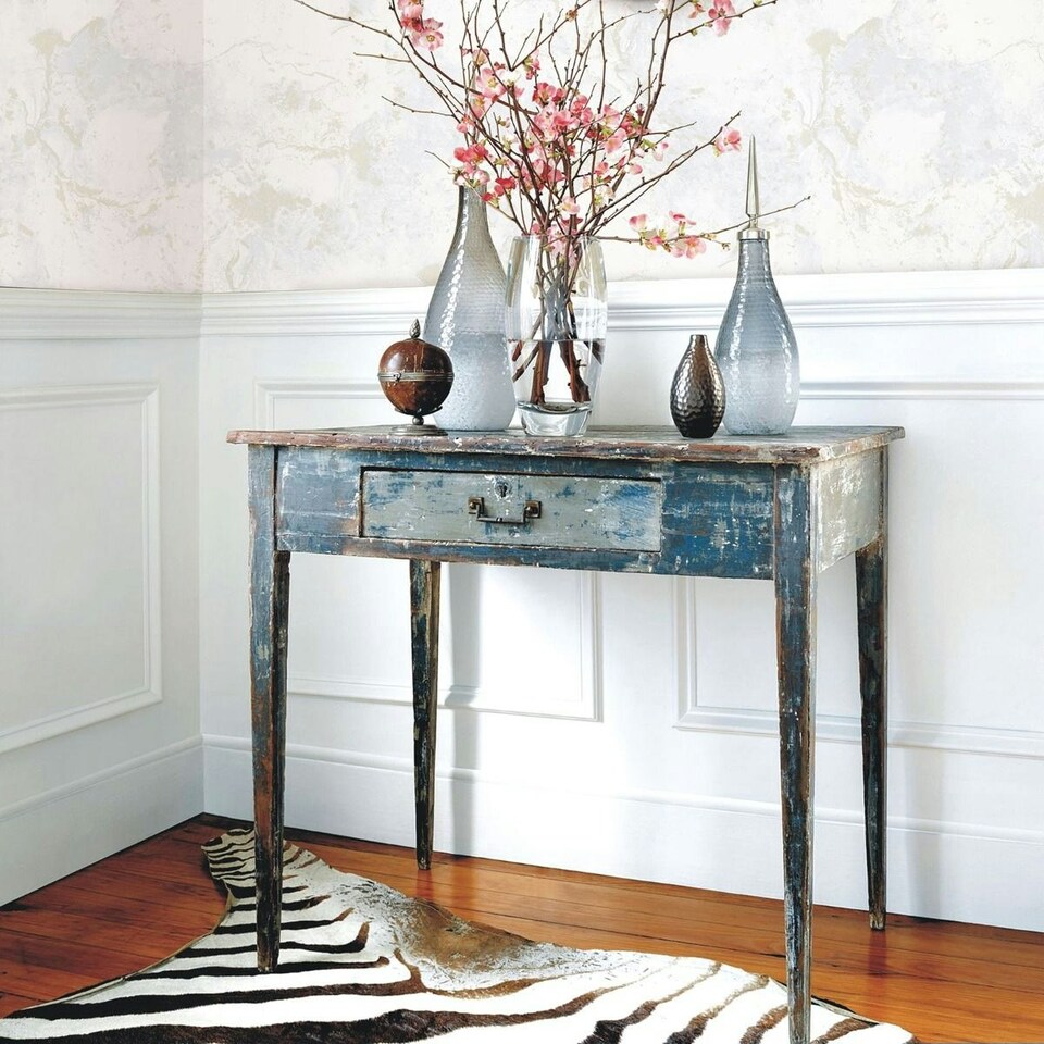 image 1 of World of Wallpaper Luxe Collection Marble Effect Vinyl Textured Wallpaper - White/Gold - 10m x 0.5m White