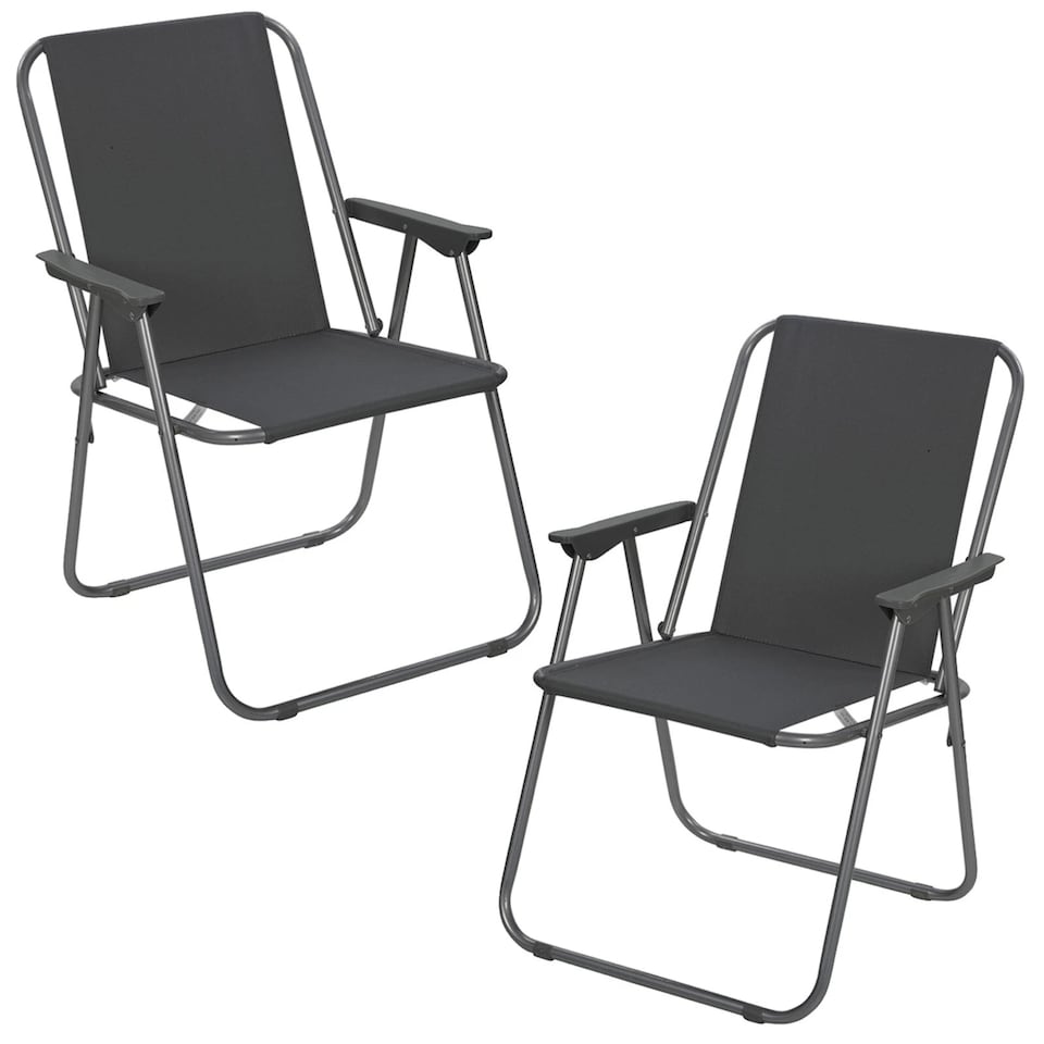 image 1 of Garden Patio Metal Folding Spring Deck Chairs Camping Beach Picnic Outdoor Seats | Grey | 2 x Grey