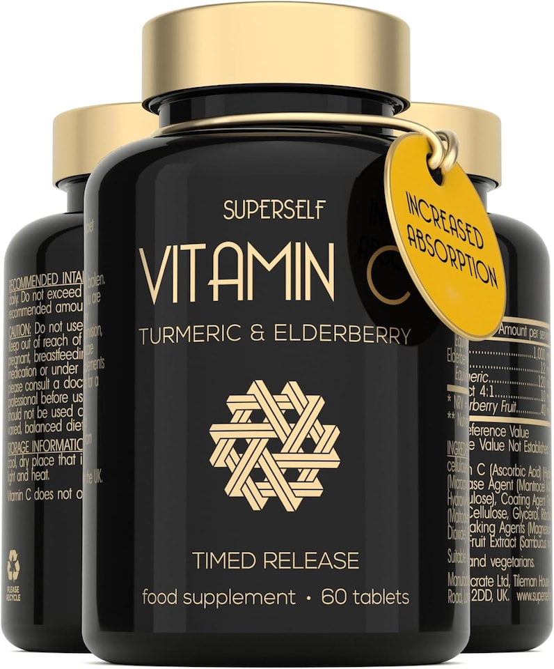 image 1 of SuperSelf Vitamin C 1000mg with Elderberry & Turmeric 60 Tablets