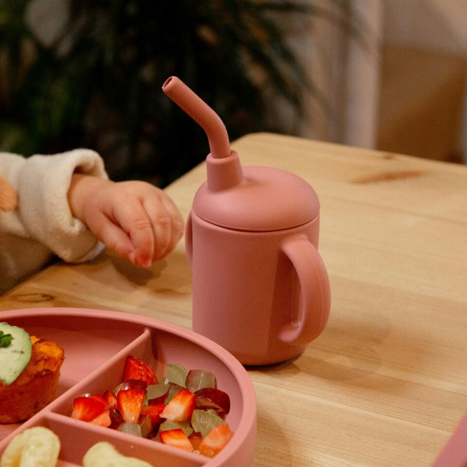 image 1 of Tiny Dining Baby Silicone Training Cup - 170ml - Dusty Rose Pink