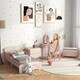 image 9 of ZONEKIZ Kids Dressing Table with Mirror and Stool, Girls Vanity Table Makeup Desk with Drawer, Cute Animal Design, for Ages 3-6 Years, Pink