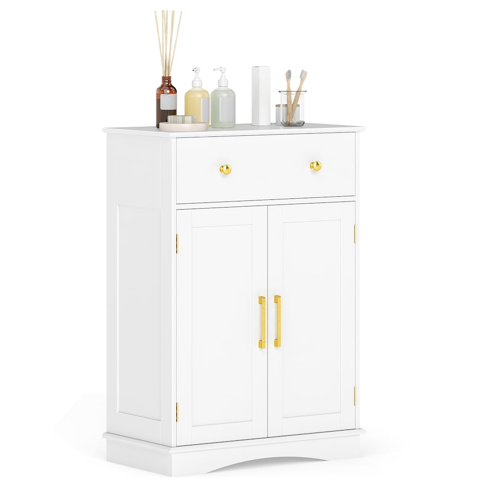 image 1 of COSTWAY Floor Storage Cabinet Buffet Sideboard with Drawer-White