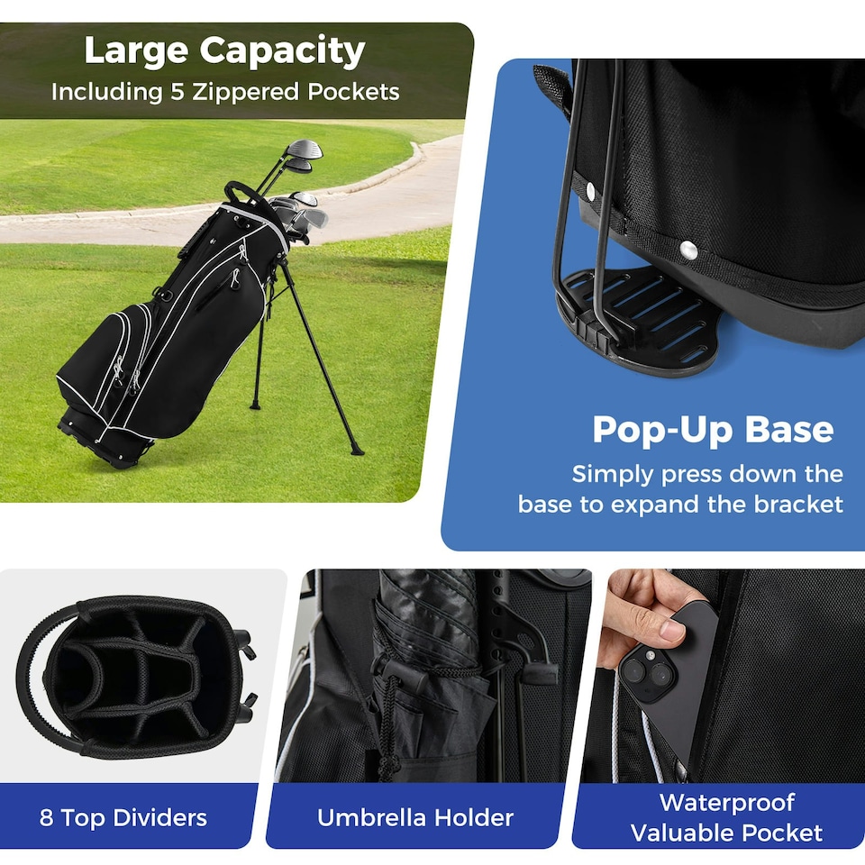 image 1 of COSTWAY Men's Complete Golf Clubs Package Set 10 Pieces Black