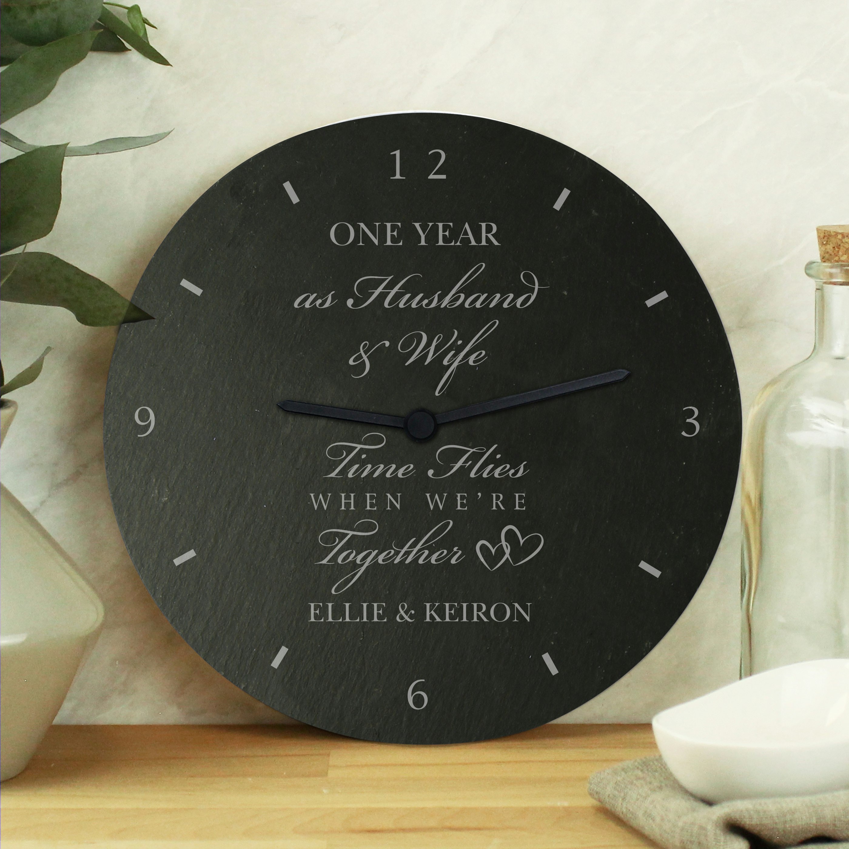 Personalised Memento Company Personalised Anniversary Slate Clock in Black