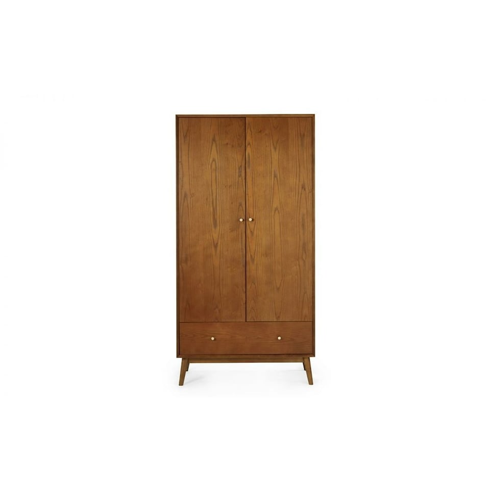 image 1 of Cherry Ash Wood Veneer 2 Door 1 Drawer Wardrobe