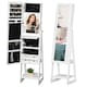 image 1 of HOMCOM Jewellery Cabinet, Standing Mirror with LED Lights, Full-Length Mirror with Storage Drawers, Hooks and Shelves, Make-Up Armoire, Jewellery Organiser for Bedroom, White
