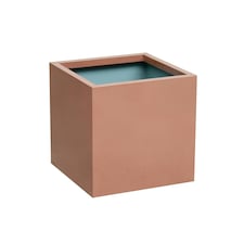 Primrose Frost and Rust-Resistant Outdoor Zinc Square Cube Planter Copper 40cm