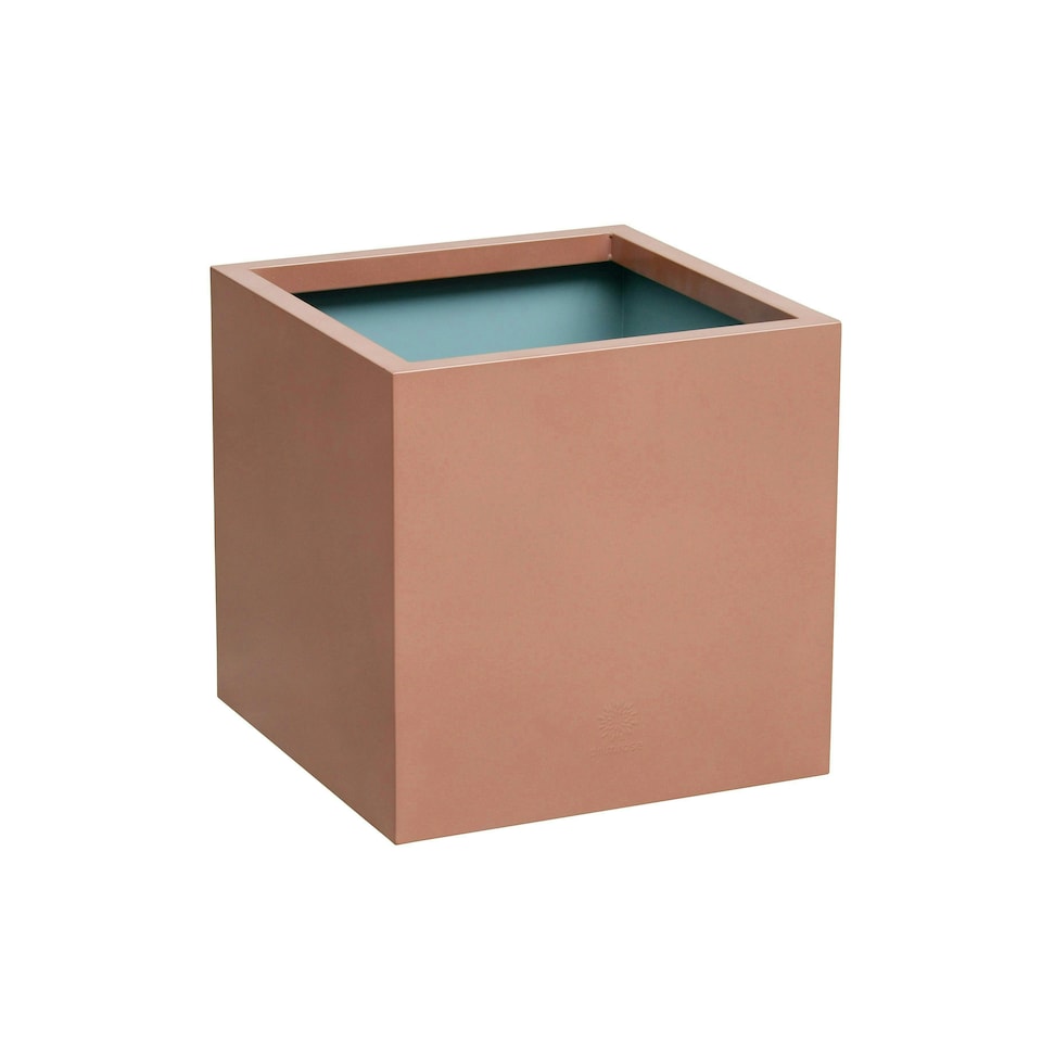 image 1 of Primrose Frost and Rust-Resistant Outdoor Zinc Square Cube Planter Copper 40cm