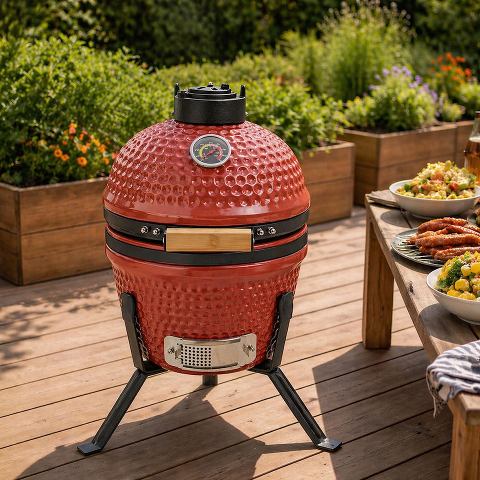 image 1 of Kamado 13" Ceramic BBQ Grill Smoker Charcoal Cooking Oven Portable