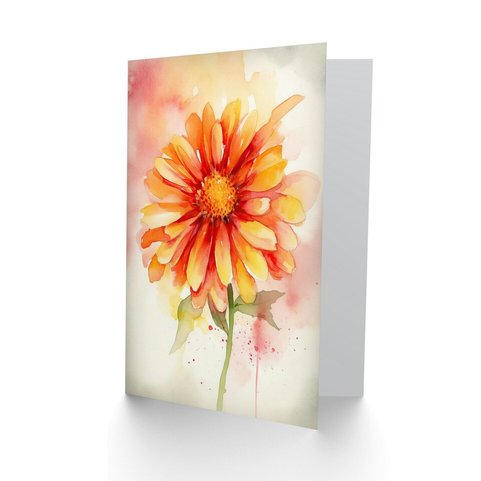 image 1 of Single Gerbera Daisy Soft Watercolour Birthday Card