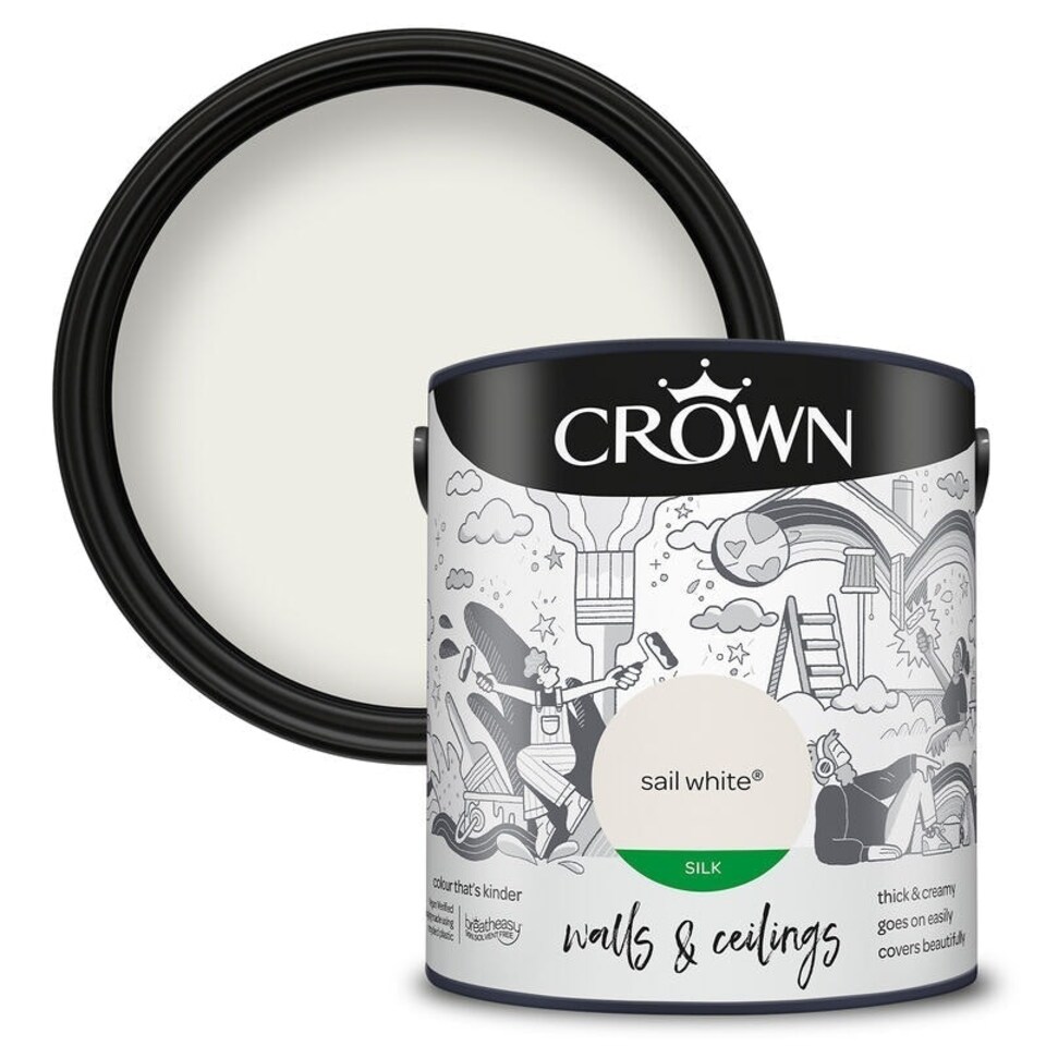 image 1 of Crown Walls & Ceilings Silk 2.5L Sail White
