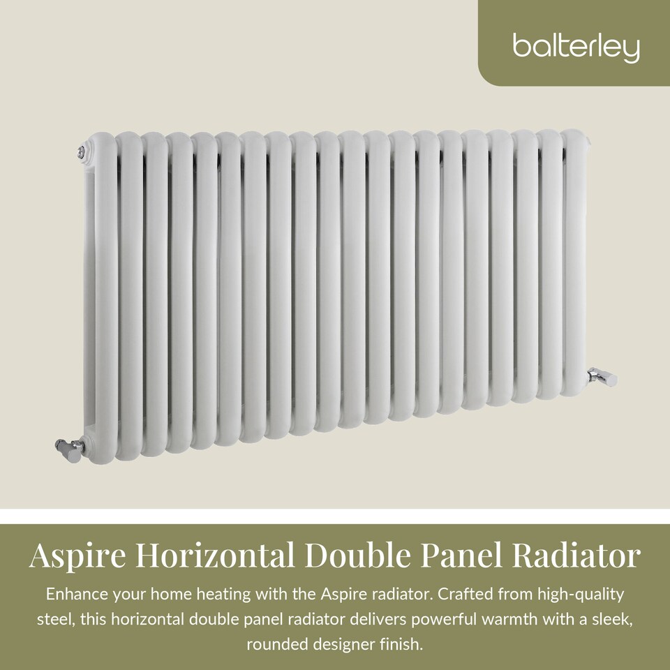 image 1 of Balterley Aspire Horizontal Double Panel Radiator | White | Gloss White | 1