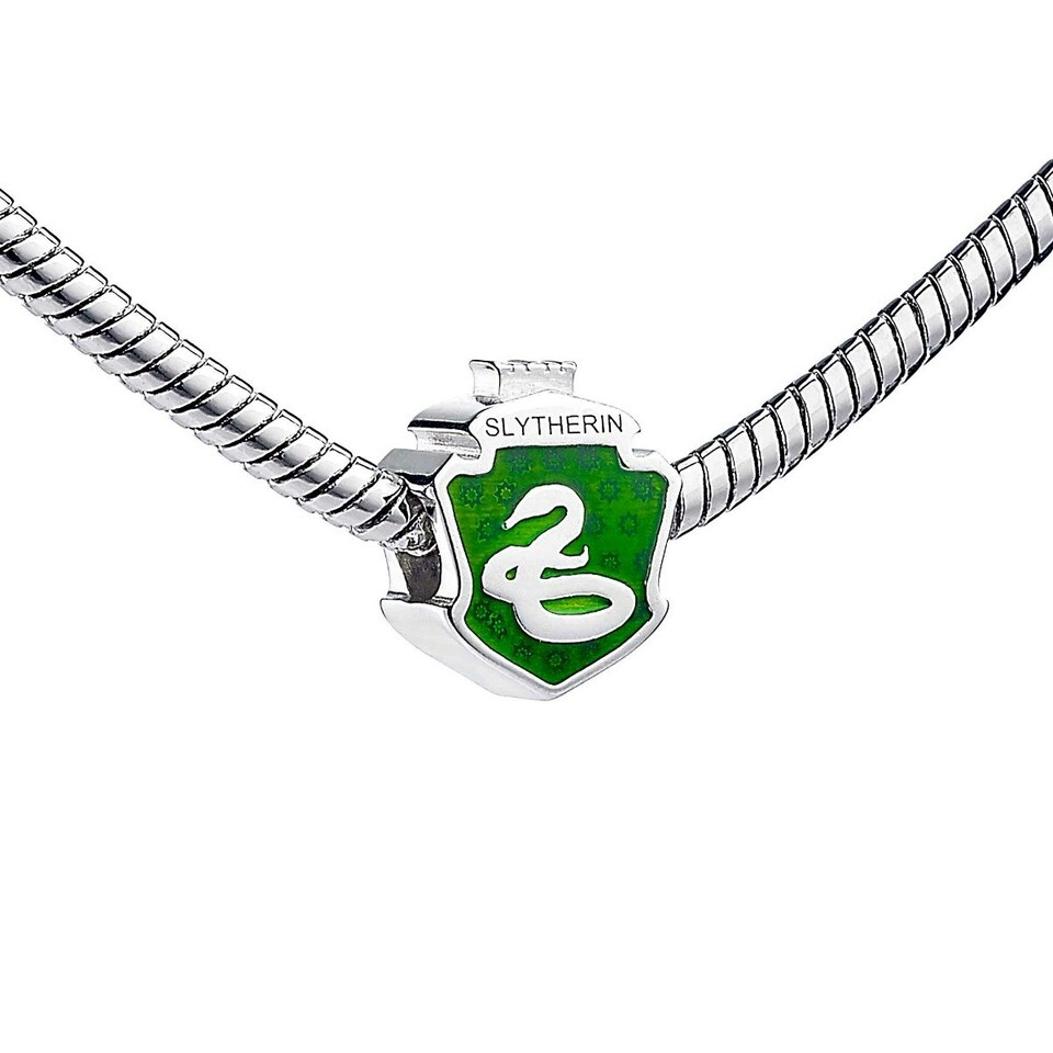 image 1 of Harry Potter Sterling Silver Slytherin House Shield Spacer Bead SB000223