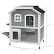 image 7 of PawHut Wooden Cat House Cat Cave Pet Shelter Condos Outdoor Grey