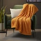 image 2 of Chunky Ribbed Mink Throw Ultra Soft Warm Elegant Blanket for Sofa Or Bed | Orange