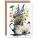image 1 of Spring Wildflower Floral Bouquet Teapot Vase Birthday Card