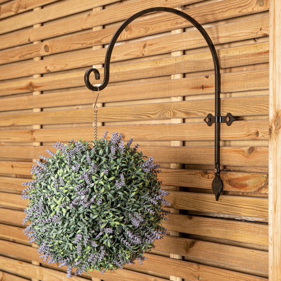 image 1 of Tom Chambers Heavy Duty Handcrafted Metal 38cm Black Wall Bracket Hook For Garden Hanging Basket Bird Feeder | Black | Black