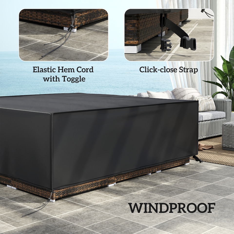 image 1 of Outsunny Large Garden Set Square Cover Outdoor Furniture Waterproof Resist Fade | Black | Black | 230cm x 230cm x 70cm