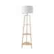 image 1 of ValueLights Hiru Wooden 3 Tier Shelf Floor Lamp with White Shade | White