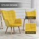 image 5 of HOMCOM Modern Accent Chair, Upholstered Tufted Wingback Armchair with Seat Padding, Velvet Leisure Lounge Bedroom Chair with Wood Legs, Yellow