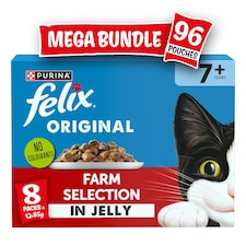 Felix Original Senior 7+ Farm Selection In Jelly Wet Cat Food 96X85G (Pack Of 8)