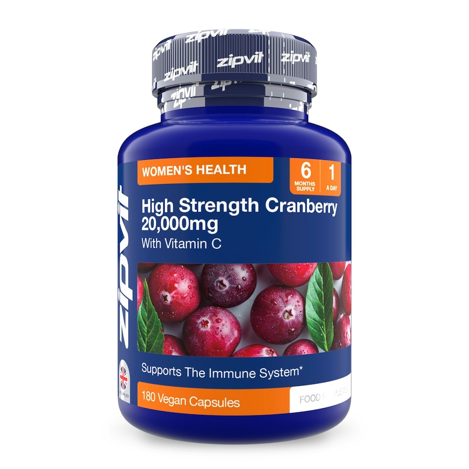 image 1 of Zipvit Cranberry 20,000mg – High Strength Immune Support with Vitamin C, 180 Vegan Capsules, 6-Month Supply