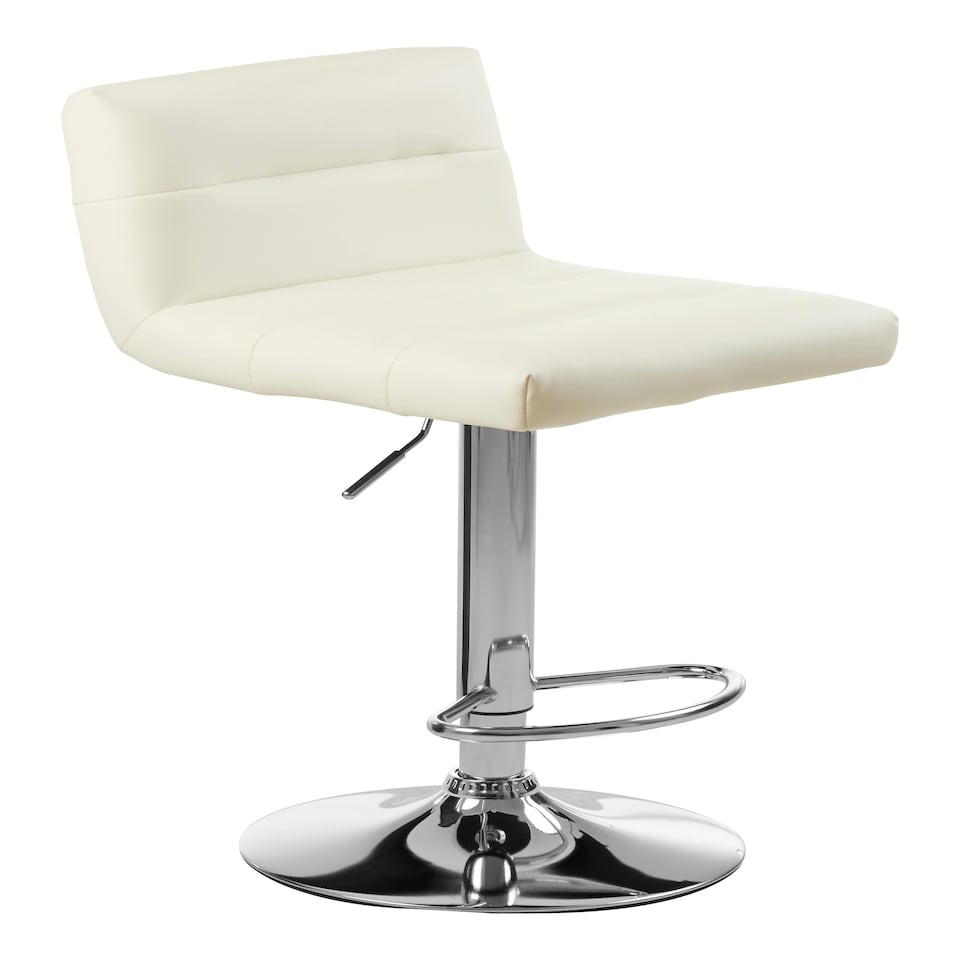 image 1 of Interiors By Premier Sleek White Seat Bar Stool With Chrome Base, Comfortable Bar Chair, Adjustable Height Modern Bar Stool