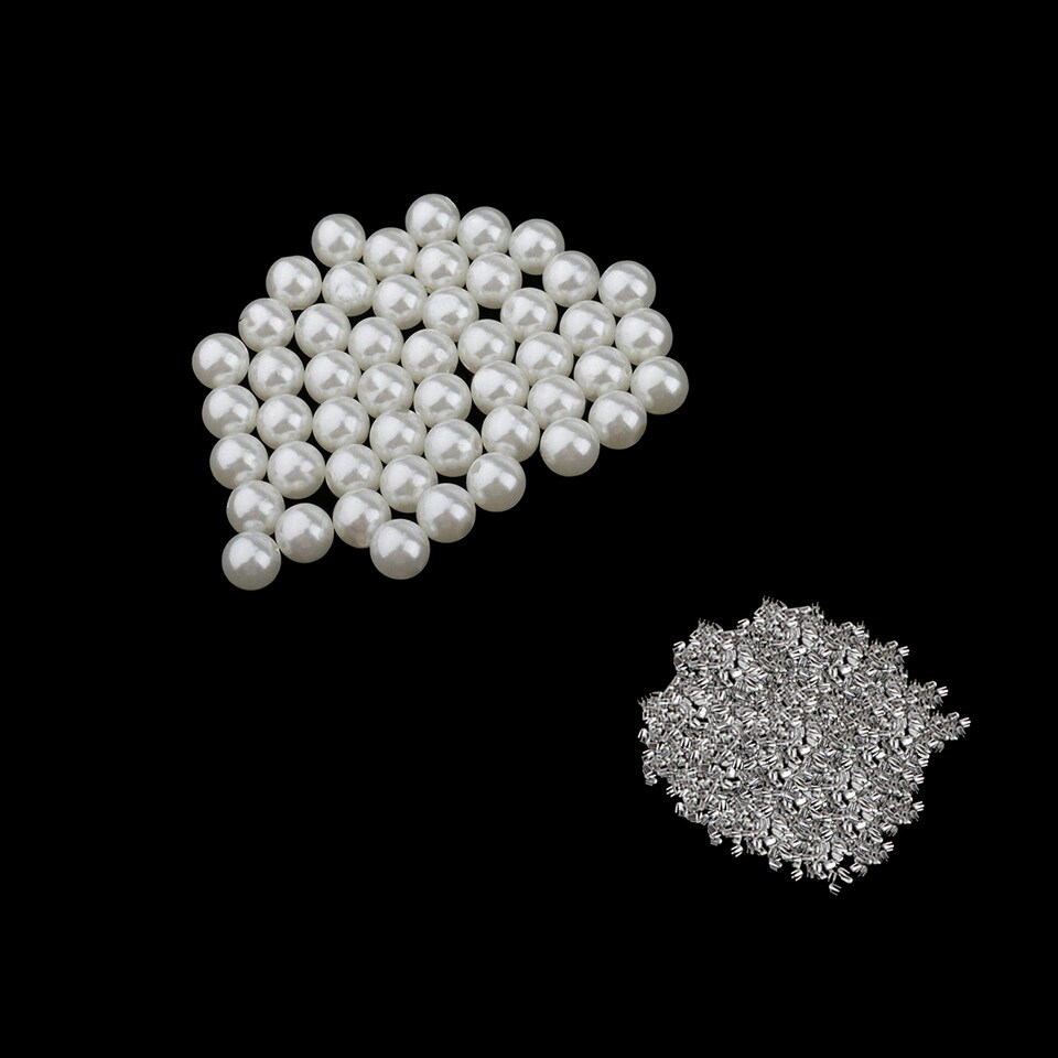 image 1 of 12mm White Pearl Rivet Studs Round Rivets with4 Claw Nail Studs - 100pcs