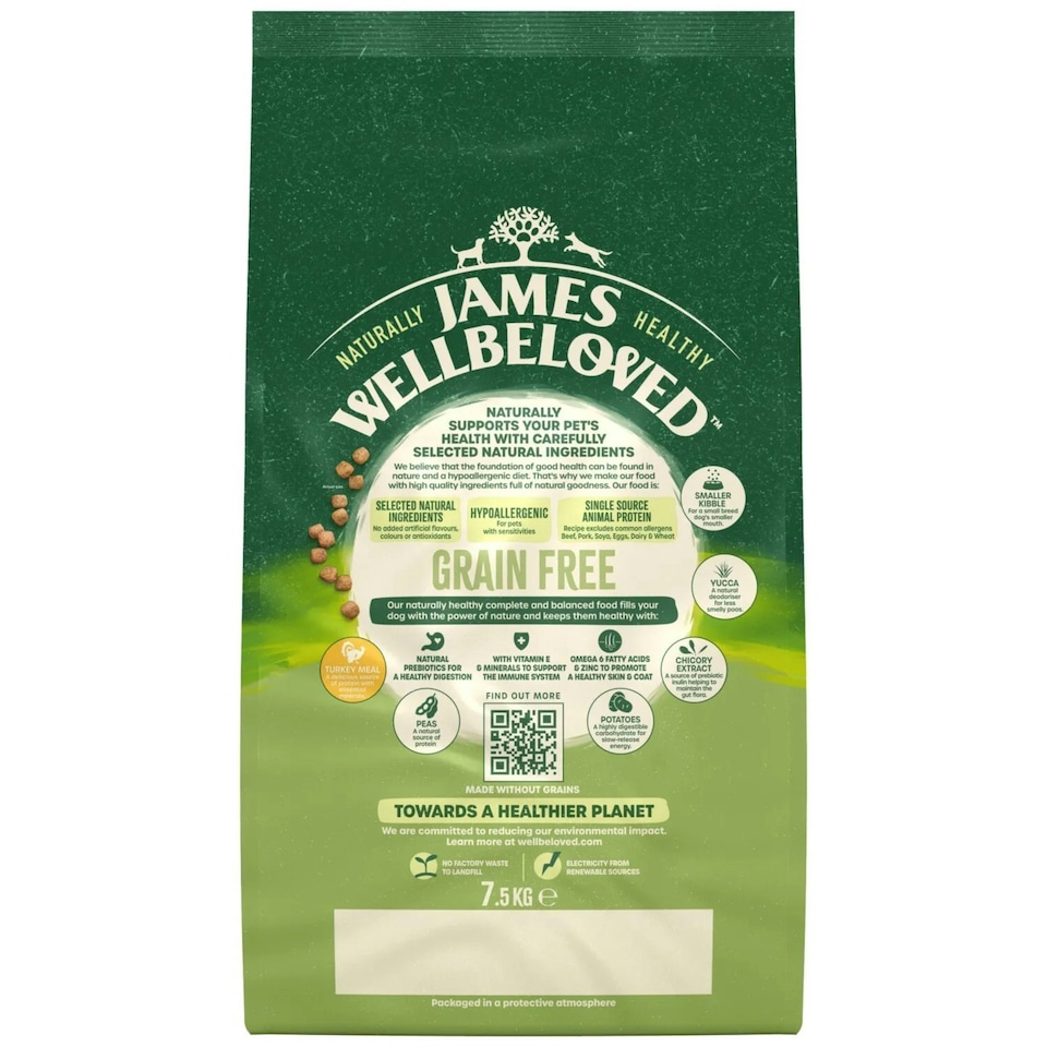 image 1 of James Wellbeloved Grain Free Adult Small Breed Turkey & Veg 7.5KG
