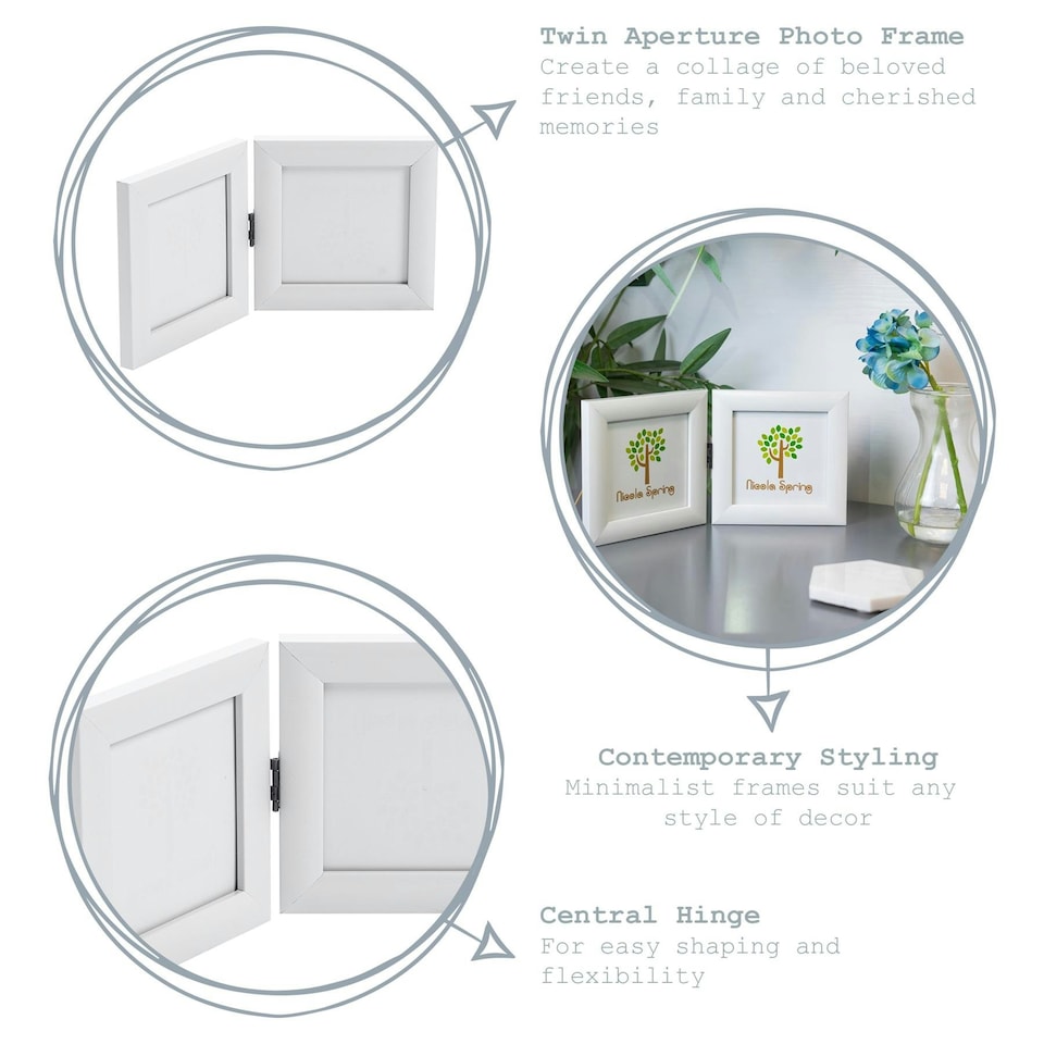 image 1 of Nicola Spring Folding 2 Photo Frame - 4 x 4'' - White