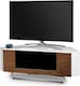 image 3 of Centurion Supports Hampshire Corner-Friendly Gloss White with Walnut Contrast Beam-Thru Remote Friendly Door 26"-50" Flat Screen TV Cabinet | White | Walnut | 1