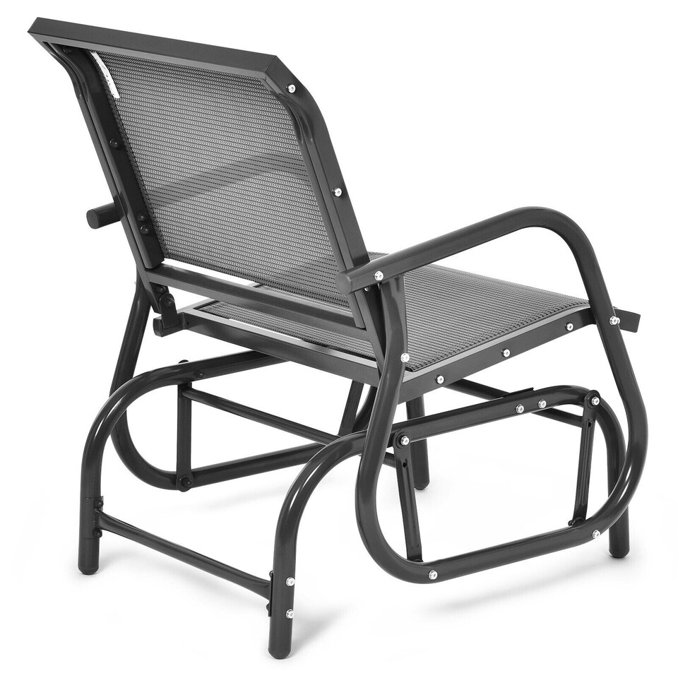 image 1 of COSTWAY Garden Glider Chair Swing Rocking Chair Grey Grey
