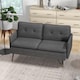 image 7 of HOMCOM Modern Two Seater Sofa, Button Tufted Loveseat with Cushions and Steel Legs for Living Room, Guest Room, Dark Grey | Grey | One Size