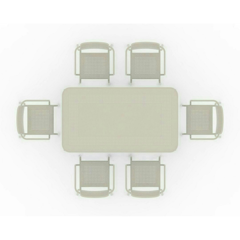 image 1 of Porto 6 Seater Stacking Rectangular Dining Set - Steel - Champange