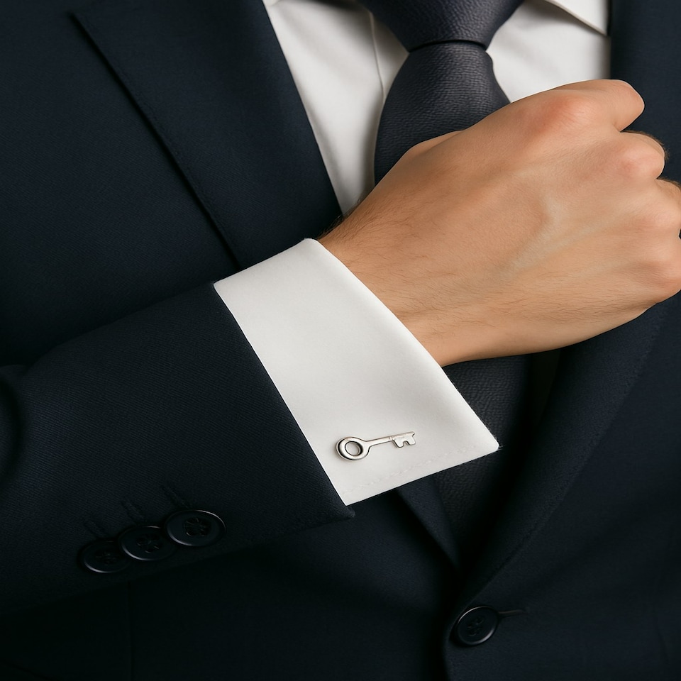 image 1 of Key & Lock Cufflinks - Onyx Art CK181